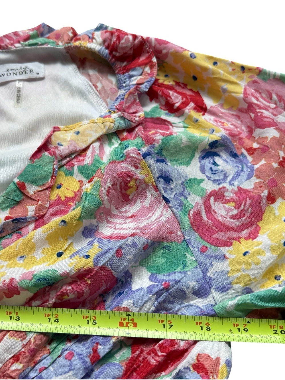 Emily Wonder Cottagecore Floral Puff Sleeve Mini Dress Romantic Garden Party M - Picture 7 of 11